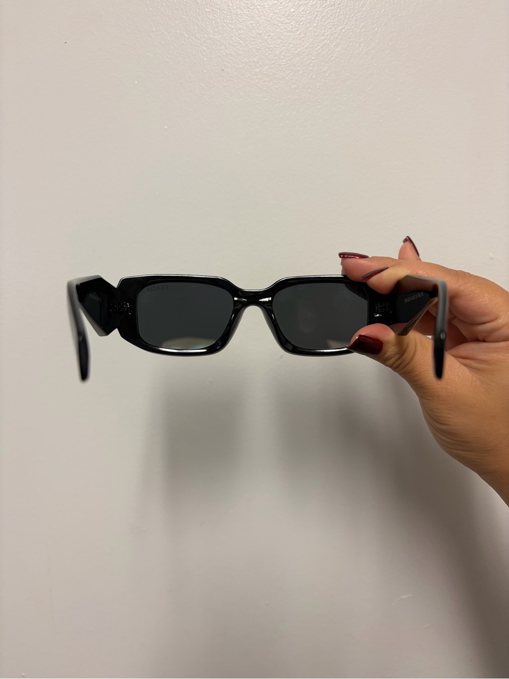 Prada Black Rectangular Women's Sunglasses with Dark Lenses - Picture 3 of 6